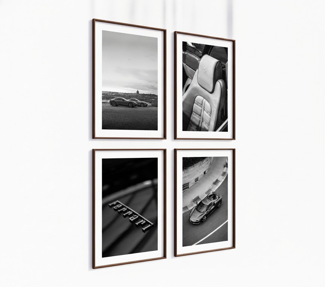 Poster-Set '8' Sportwagen Motive - 3 edle Automotive Prints Schwarz-Weiß - Bild 4