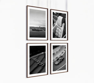 Poster-Set '8' Sportwagen Motive - 3 edle Automotive Prints Schwarz-Weiß - Bild 4
