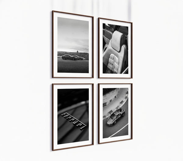 Poster-Set '8' Sportwagen Motive - 3 edle Automotive Prints Schwarz-Weiß - Bild 4