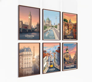 Poster-Set '7' - 5 Europäische Städte im Vintage Stil | Retro Wandbilder - Bild 4