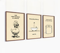 Poster-Set '5' - Badezimmer Humor (3er-Set) - Rosa Ente, Badewanne & Toilettenpapier - Bild 4