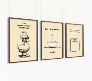 Poster-Set '5' - Badezimmer Humor (3er-Set) - Rosa Ente, Badewanne & Toilettenpapier - Bild 4