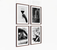 Poster-Set '9' - 4 elegante S/W Motive: Weinglas, Dessous, Auto & Lippenstift - Bild 4