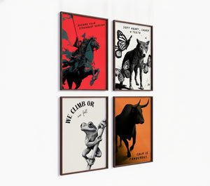 Poster-Set '13' - 4 Kunstdrucke: Frosch, Bulle, Ritter, Wolf | Wanddeko-Kollektion - Bild 4