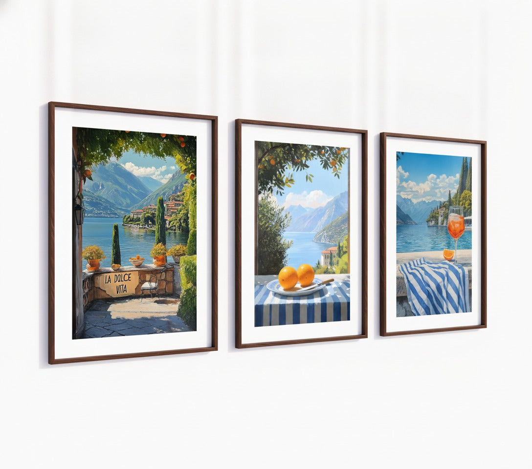 Poster-Set 'Italienische Seelandschaft' - 3 mediterrane Wandbilder mit Aperol-Flair - Bild 4