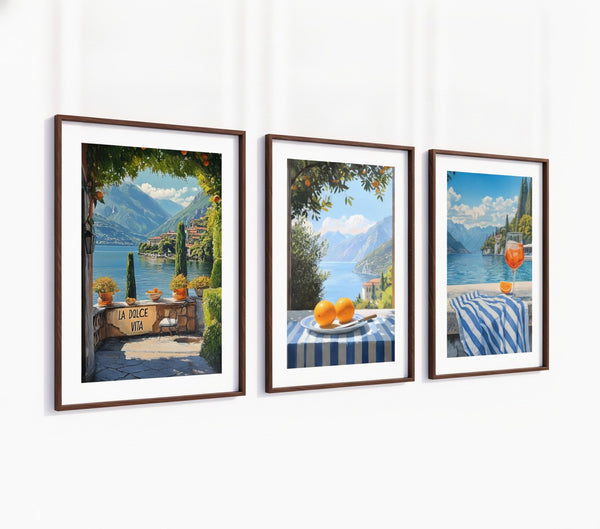 Poster-Set 'Italienische Seelandschaft' - 3 mediterrane Wandbilder mit Aperol-Flair - Bild 4