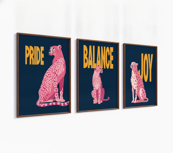 Poster-Set Leopard Rosa - 3 stilvolle Wandbilder im Pink Retro Design - Bild 4
