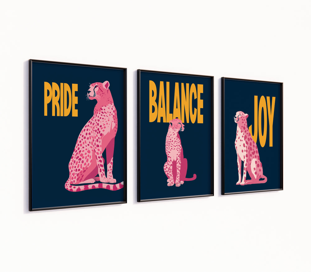 Poster-Set Leopard Rosa - 3 stilvolle Wandbilder im Pink Retro Design