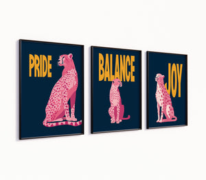 Poster-Set Leopard Rosa - 3 stilvolle Wandbilder im Pink Retro Design