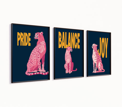 Poster-Set Leopard Rosa - 3 stilvolle Wandbilder im Pink Retro Design