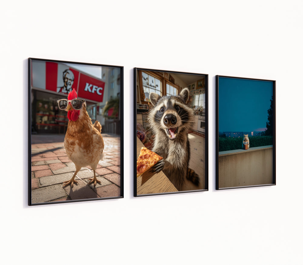 Poster-Set '4' - Tierische Vintage Vibes (3 Motive) | Retro Wanddeko