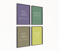 Poster-Set '11' - 4x Positive Vibes Wandbilder | Hakuna Matata & Feel Good Motive