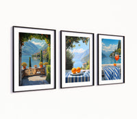 Poster-Set 'Italienische Seelandschaft' - 3 mediterrane Wandbilder mit Aperol-Flair
