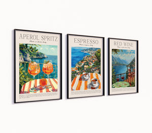 Poster-Set 'Cocktail Wiki' - 3 maritime Drink-Illustrationen mit Meerblick