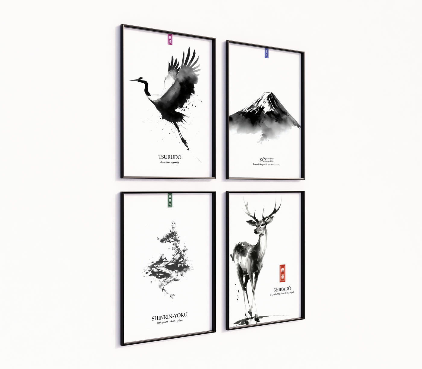 Poster-Set '14' - Zen Natur Collection | 4 minimalistische Aquarell Kunstdrucke