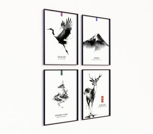 Poster-Set '14' - Zen Natur Collection | 4 minimalistische Aquarell Kunstdrucke