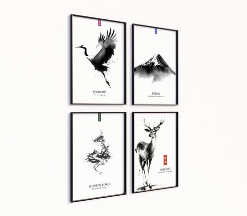 Poster-Set '14' - Zen Natur Collection | 4 minimalistische Aquarell Kunstdrucke