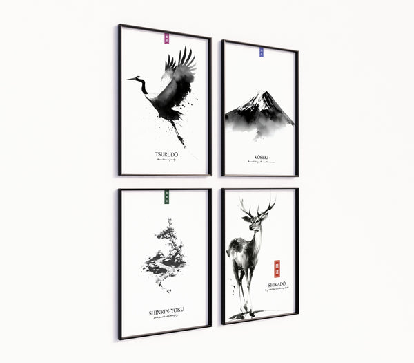 Poster-Set '14' - Zen Natur Collection | 4 minimalistische Aquarell Kunstdrucke