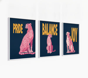 Poster-Set Leopard Rosa - 3 stilvolle Wandbilder im Pink Retro Design - Bild 2