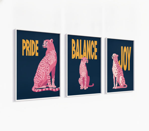 Poster-Set Leopard Rosa - 3 stilvolle Wandbilder im Pink Retro Design - Bild 2