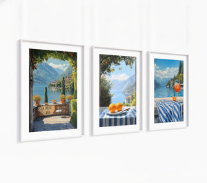 Poster-Set 'Italienische Seelandschaft' - 3 mediterrane Wandbilder mit Aperol-Flair - Bild 2