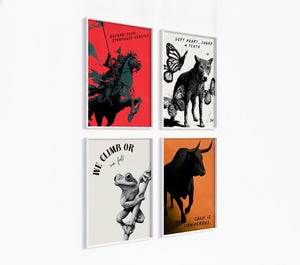 Poster-Set '13' - 4 Kunstdrucke: Frosch, Bulle, Ritter, Wolf | Wanddeko-Kollektion - Bild 2