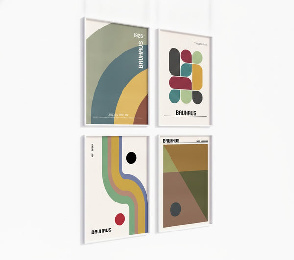 Poster-Set '12' - 4x Bauhaus Geometrie Retro | Bunte Linien & Kreise Design - Bild 2