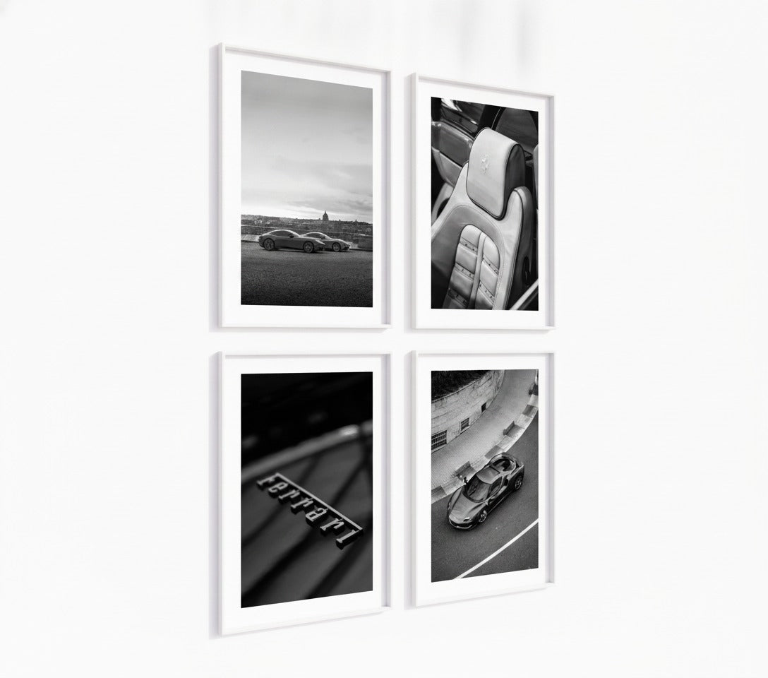 Poster-Set '8' Sportwagen Motive - 3 edle Automotive Prints Schwarz-Weiß - Bild 2