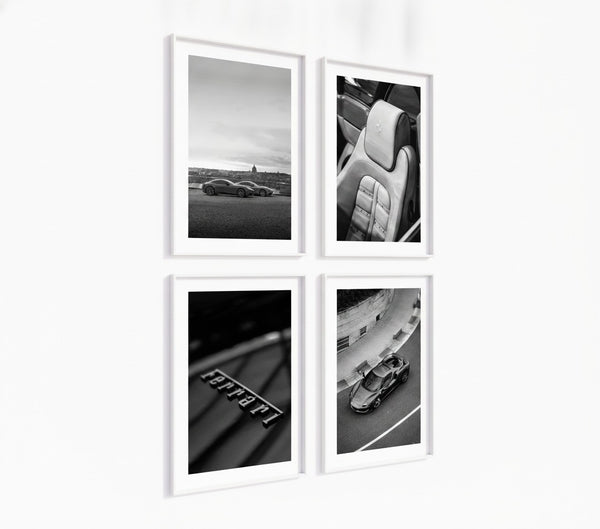 Poster-Set '8' Sportwagen Motive - 3 edle Automotive Prints Schwarz-Weiß - Bild 2