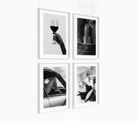 Poster-Set '9' - 4 elegante S/W Motive: Weinglas, Dessous, Auto & Lippenstift - Bild 2